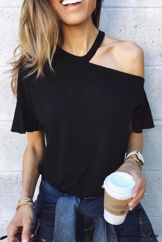 Casual Off-Shoulder Tee S / Black Tops