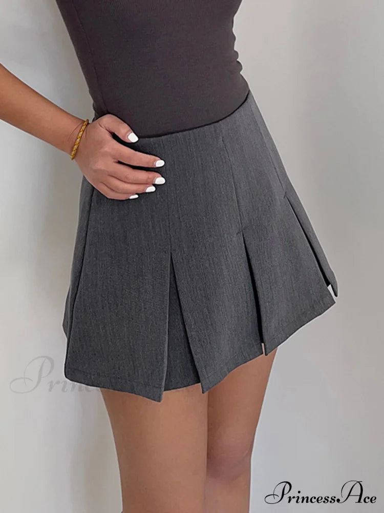 Casual Pleated Graceful Hem Mini Skort Skirts