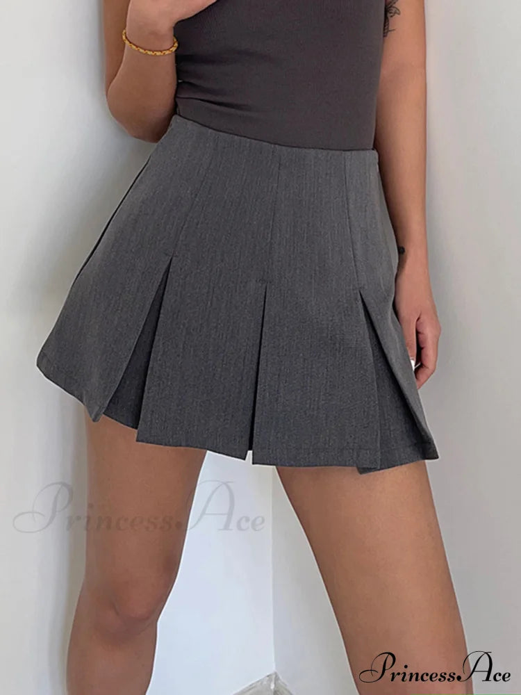 Casual Pleated Graceful Hem Mini Skort Skirts