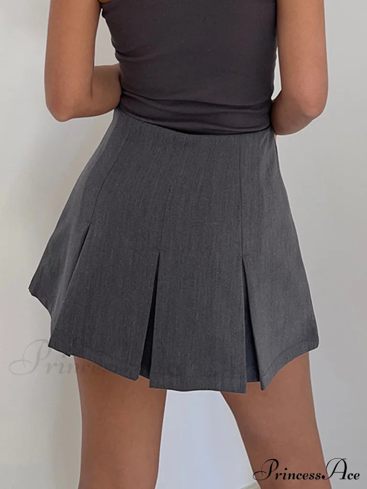 Casual Pleated Graceful Hem Mini Skort Skirts