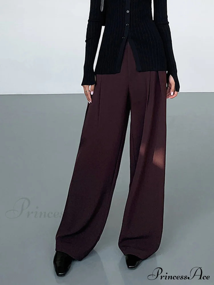 Casual Pleated Graceful Wide Leg Pants