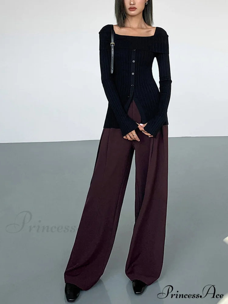 Casual Pleated Graceful Wide Leg Pants