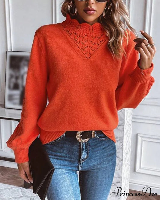 Solid Color Casual Pullover Orange 2023 f/w 23BF clothes spring Sweaters sweaters & cardigans Tops/Blouses