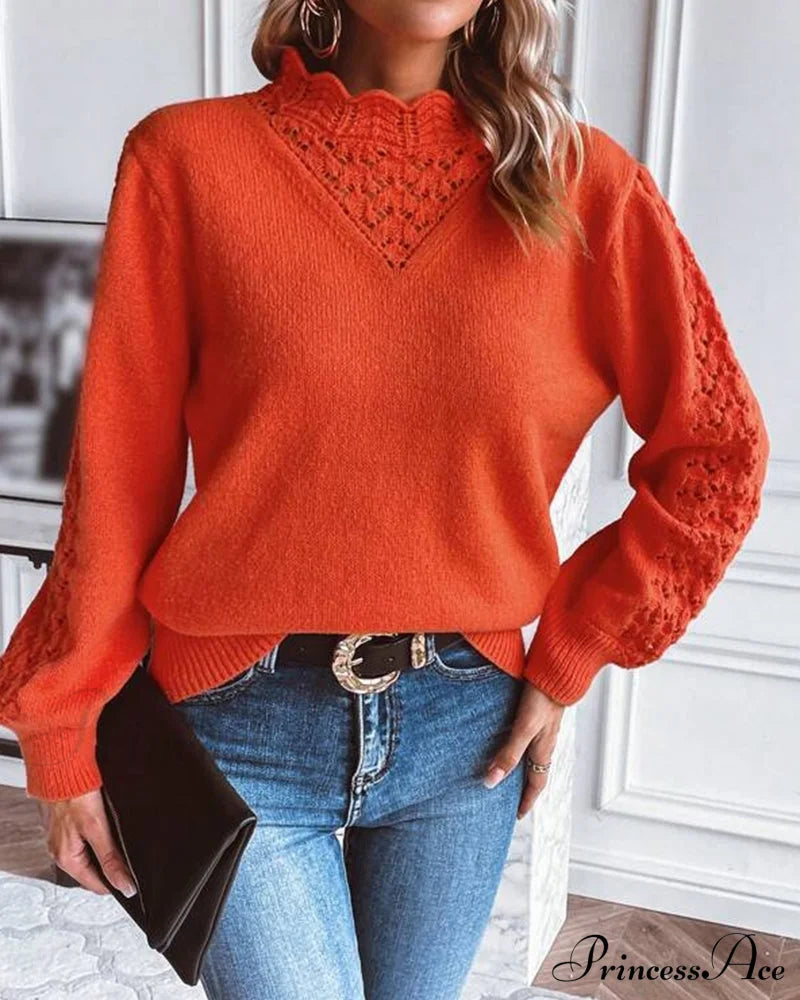 Casual Pullover Solid In Color Sweaters-L