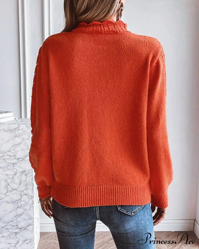 Casual Pullover Solid In Color Sweaters-L