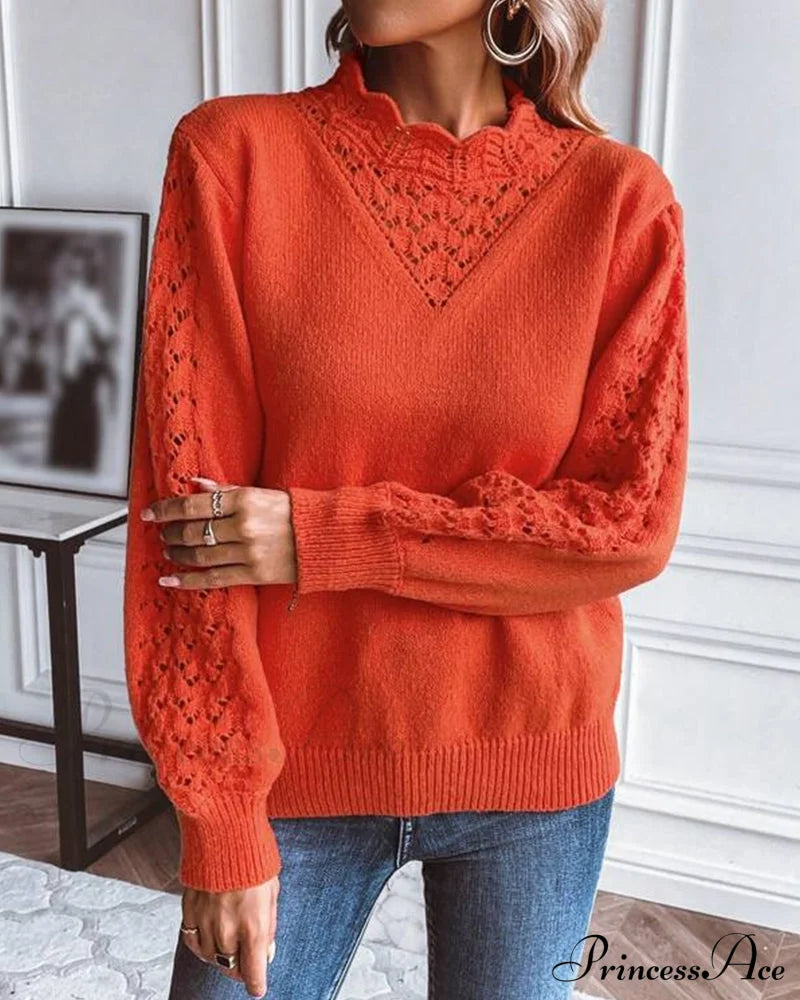 Casual Pullover Solid In Color Sweaters-L