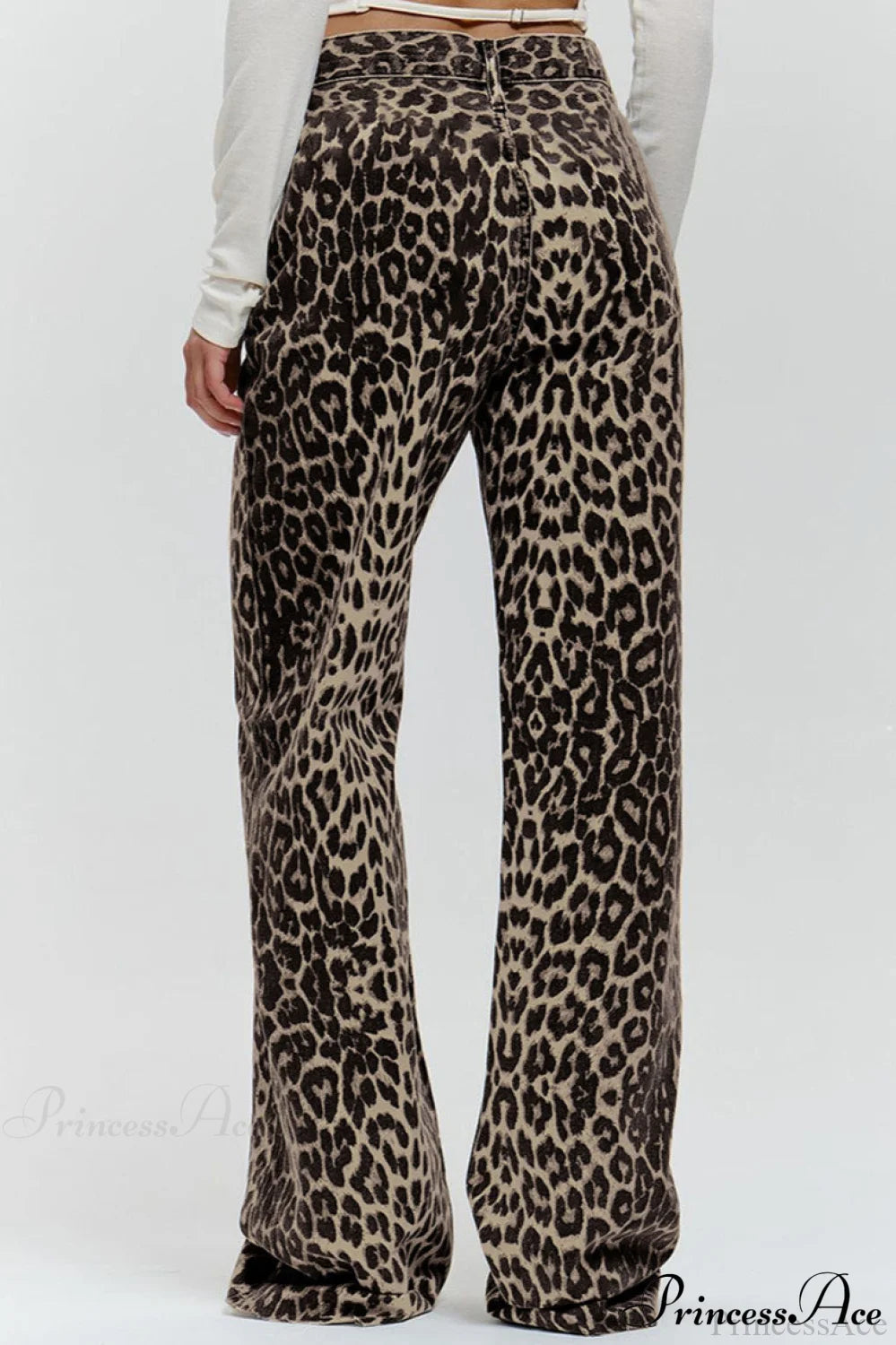 Casual Pure Cotton Leopard Print Wide Leg Pants