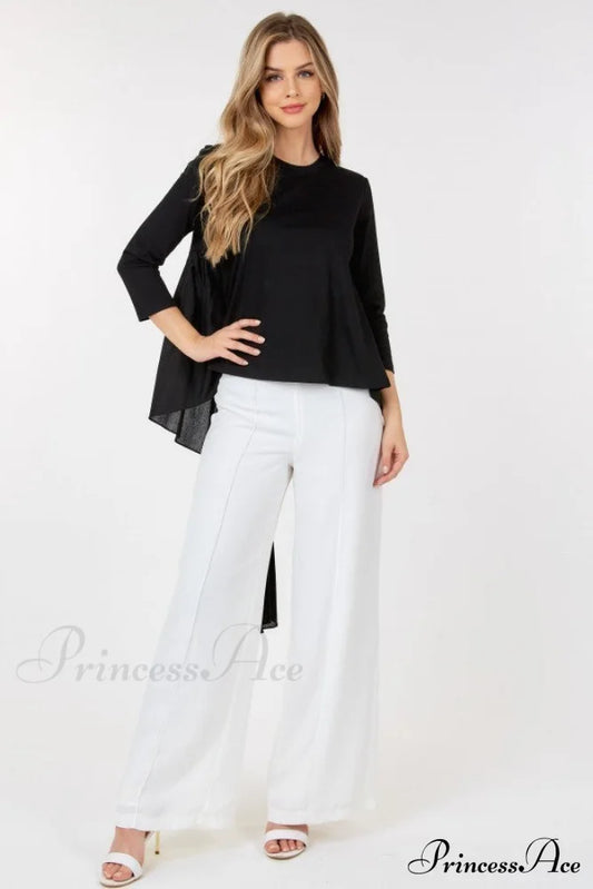 Casual Quarter Low High Ruffle Arm Top