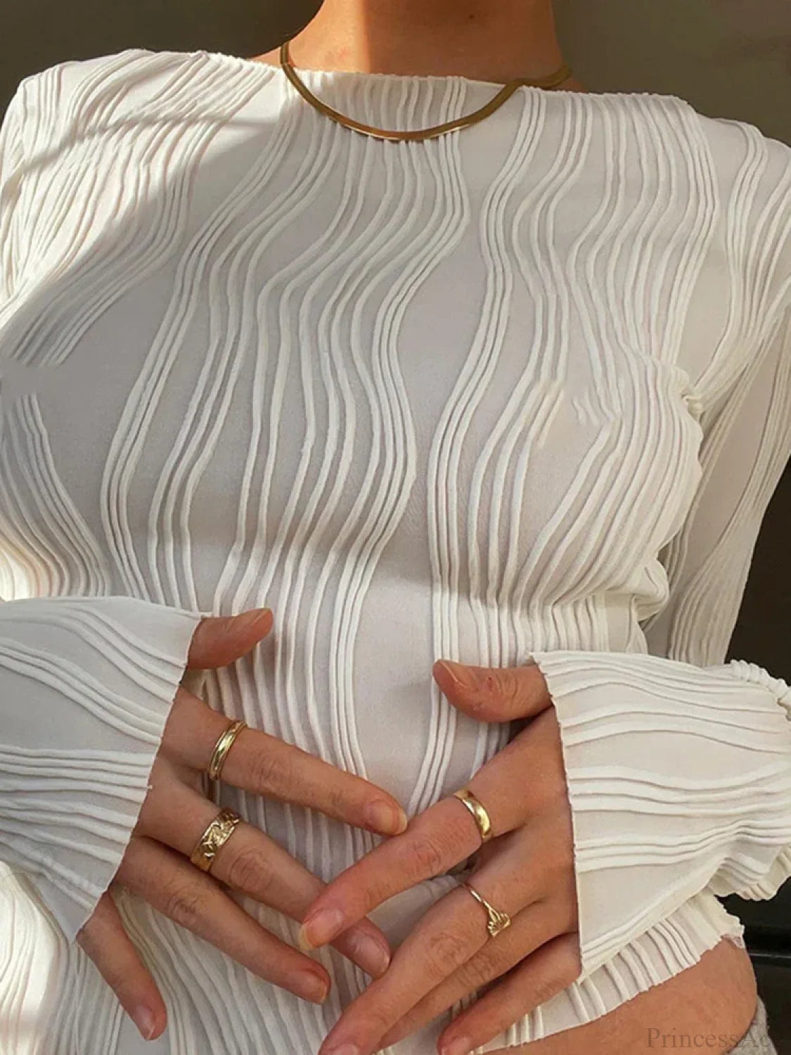 Casual Ruched Long Sleeve T-shirt Sweater