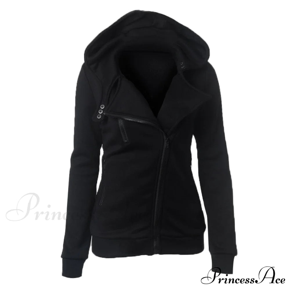 Casual Simple Zipper Basic Jackets Black / Xs