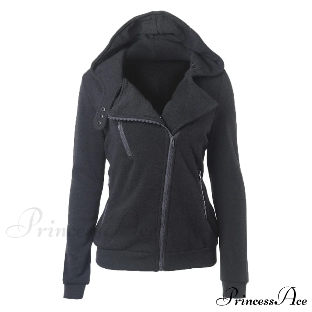 Casual Simple Zipper Basic Jackets Dark Gray / Xs