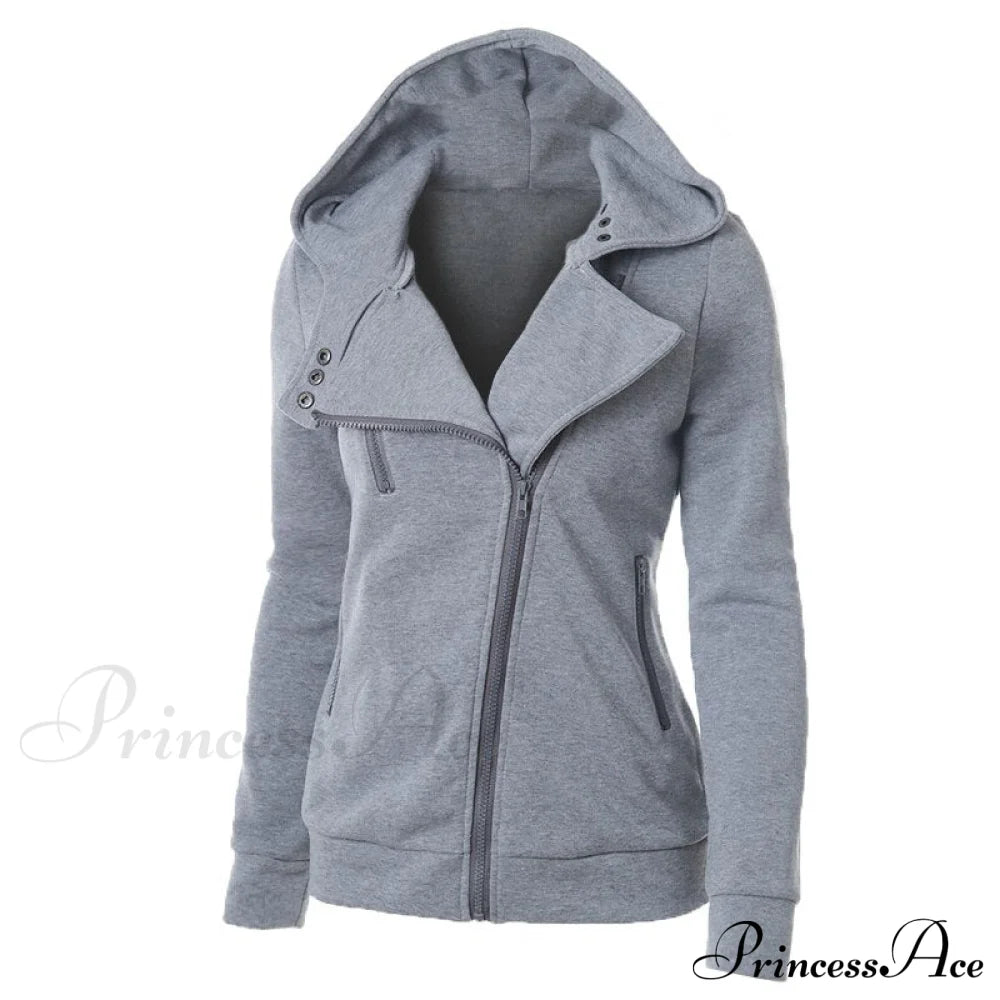 Casual Simple Zipper Basic Jackets Gray / Xs