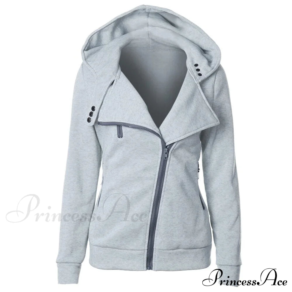 Casual Simple Zipper Basic Jackets Light Gray / Xs