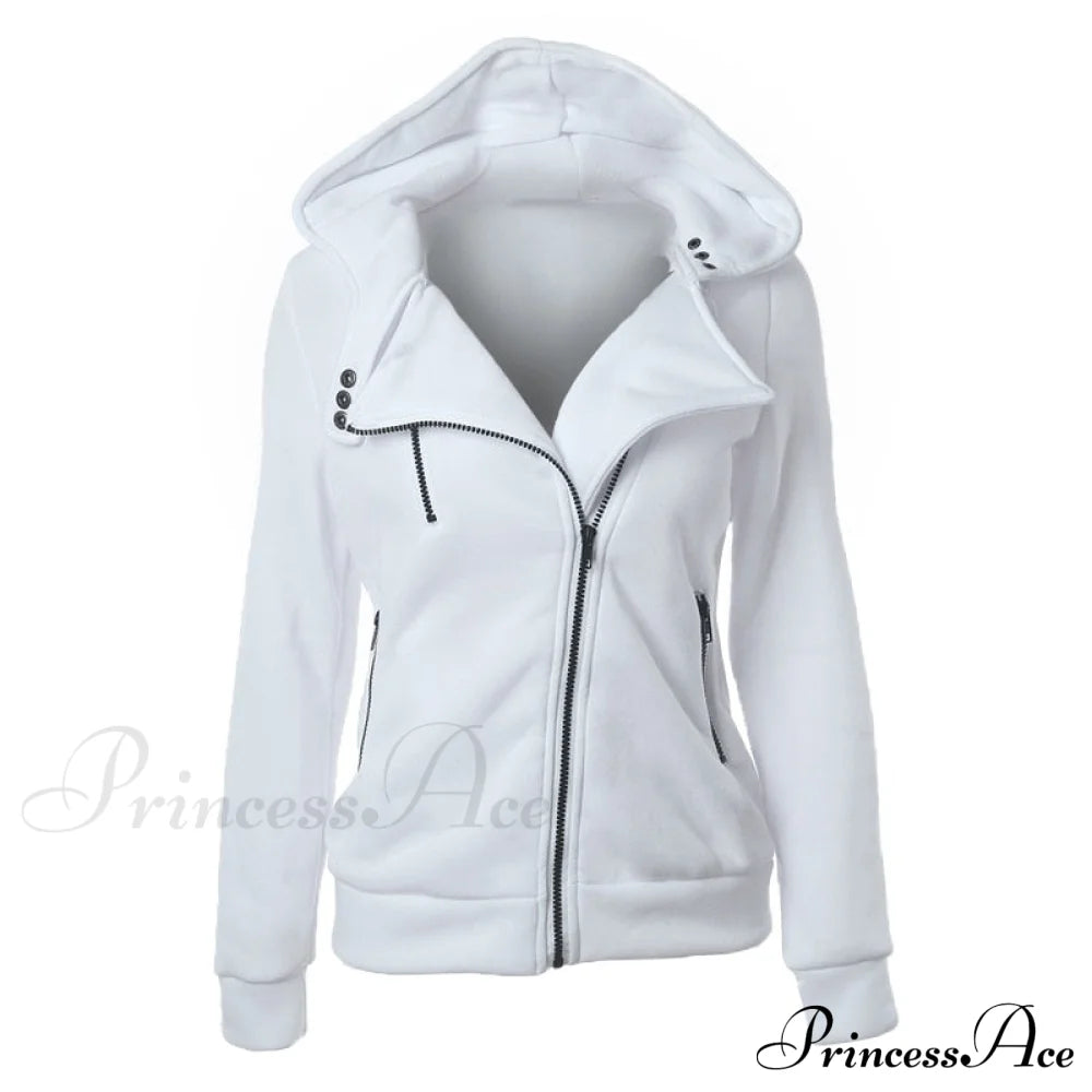 Casual Simple Zipper Basic Jackets White / Xs