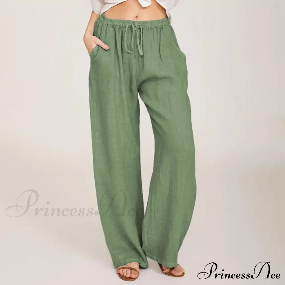 Casual Solid Drawstring Patchwork Low-Waisted Flare Spring Summer Pants