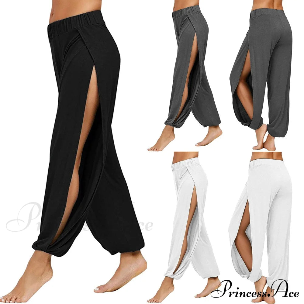 Casual Solid Hollow Elastic Waist Trousers