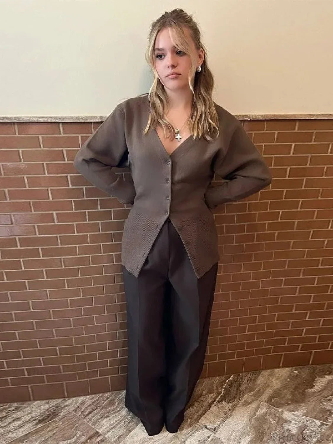 Casual Solid Slim Zipper Cardigan Blue / S