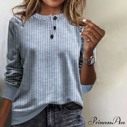 Casual Striped Sweatshirt Blouses