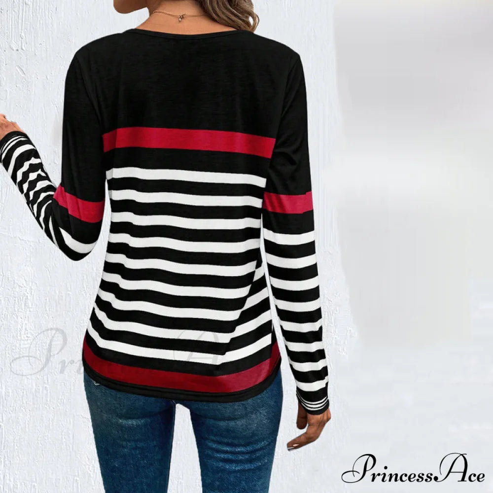 Casual Striped T-Shirt Blouses