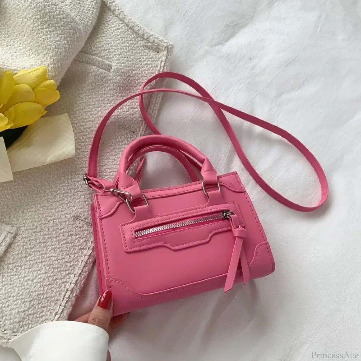 Casual Western Style Small Crossbody Handbag Pink handbag-250126