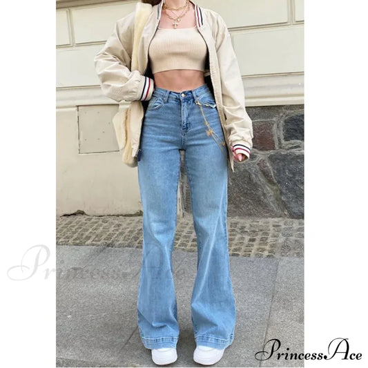 Casual Women’s Flare High Waisted For Woman Streetwear Flared Denim 2024 Spring Summer Jean