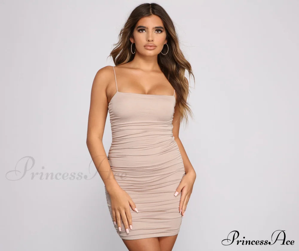 Casually Slay Square Neck Ruched Mini Dress - Lady Occasions
