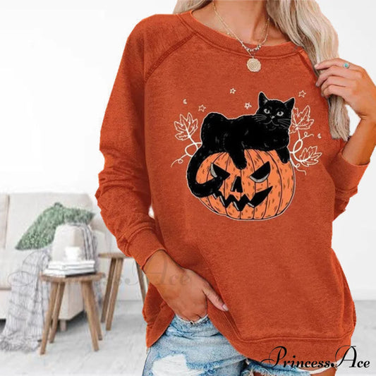 Cat Halloween Design T-Shirt Blouses