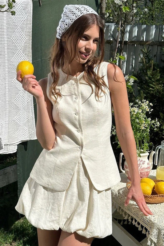 Sweet Bud Hem Vest Tank Mini Skirt Set