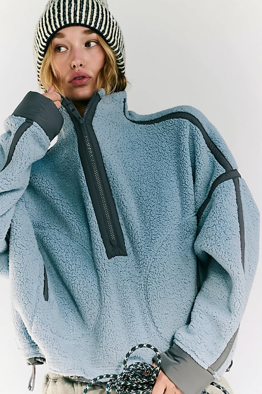 Colorblock Fleece Half Zip Sweatshirt