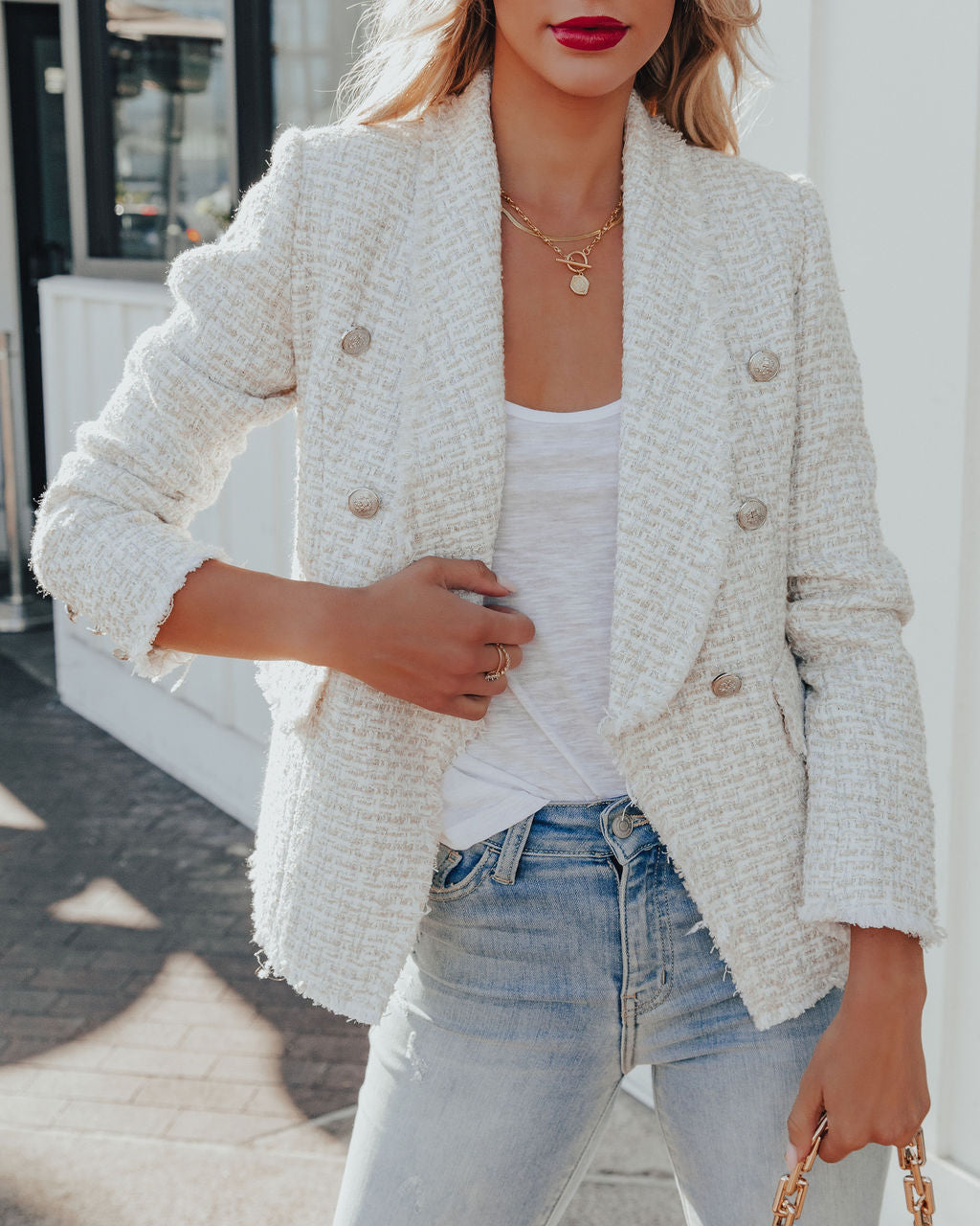 Celena Tweed Blazer with Pockets