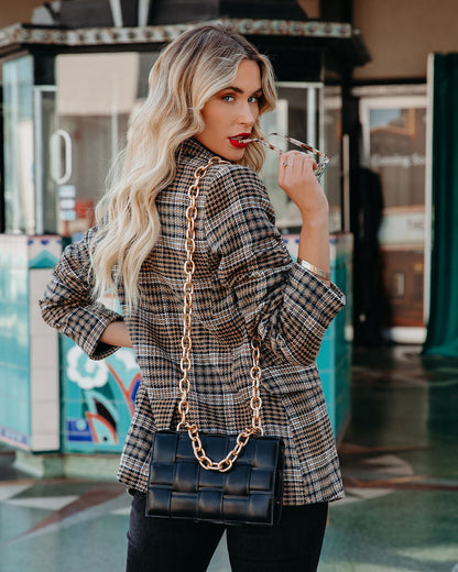 Plaid Blazer with Pockets