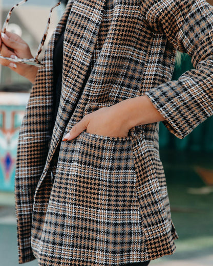 Plaid Blazer with Pockets