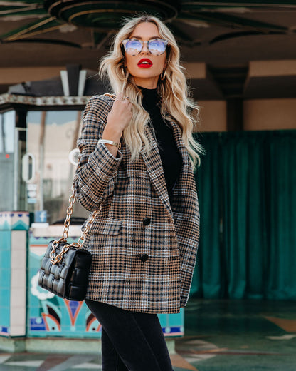 Plaid Blazer with Pockets