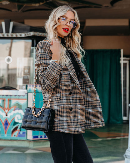 Plaid Blazer with Pockets