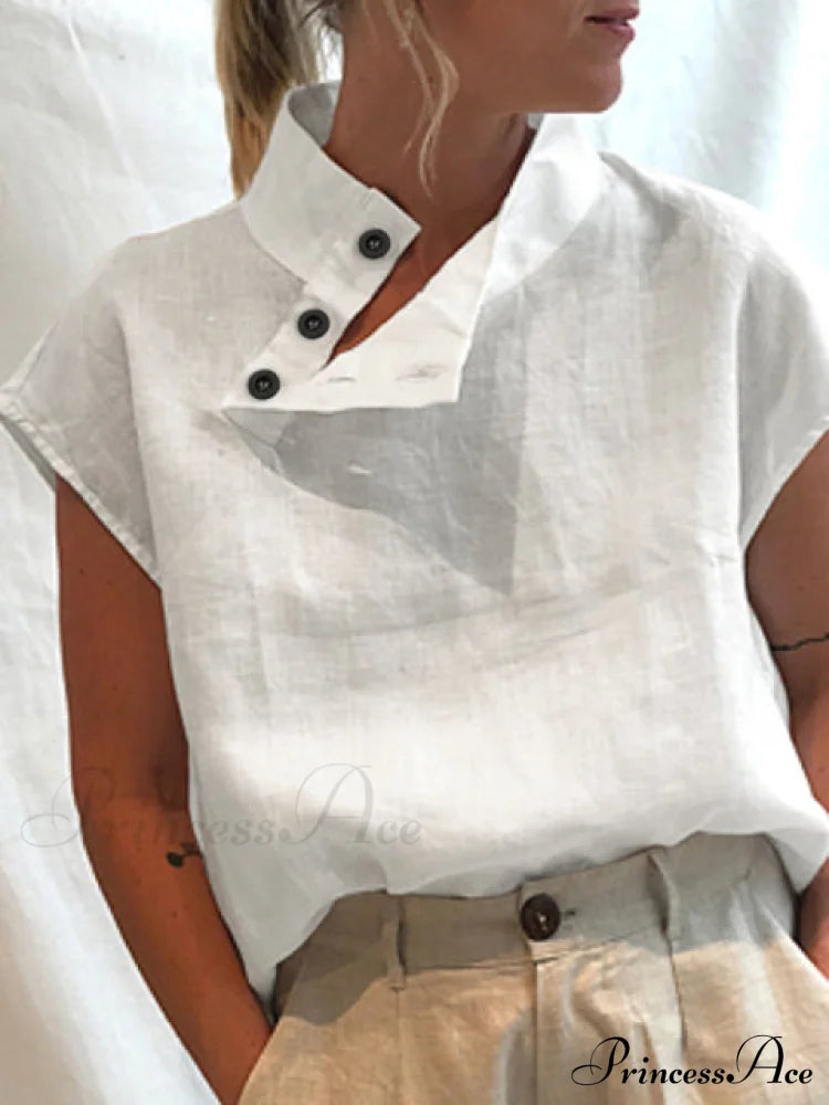 Cemila Linen Top White / S Tops & Blouses