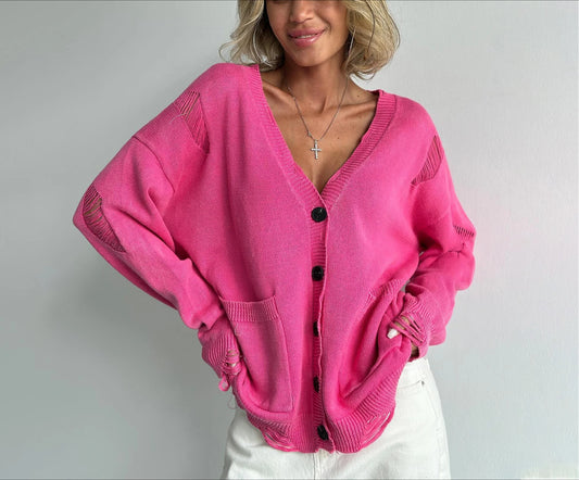 Retro Oversized Soft Button Knitted Cardigan