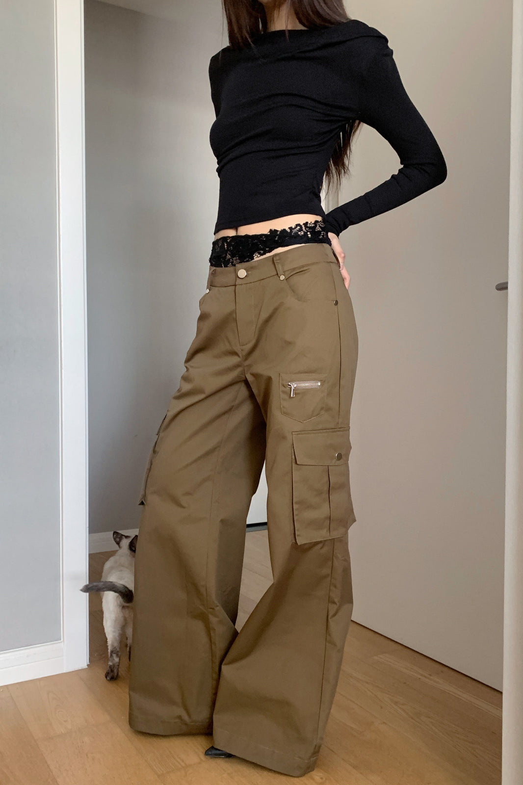 High Waist Loose Multi Pocket Cargo Pants