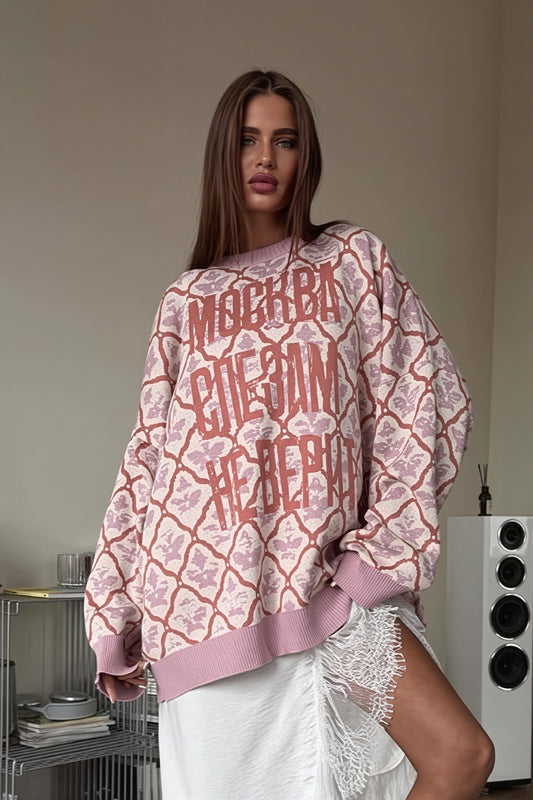 Oversized Graphic Crew Neck Sweater