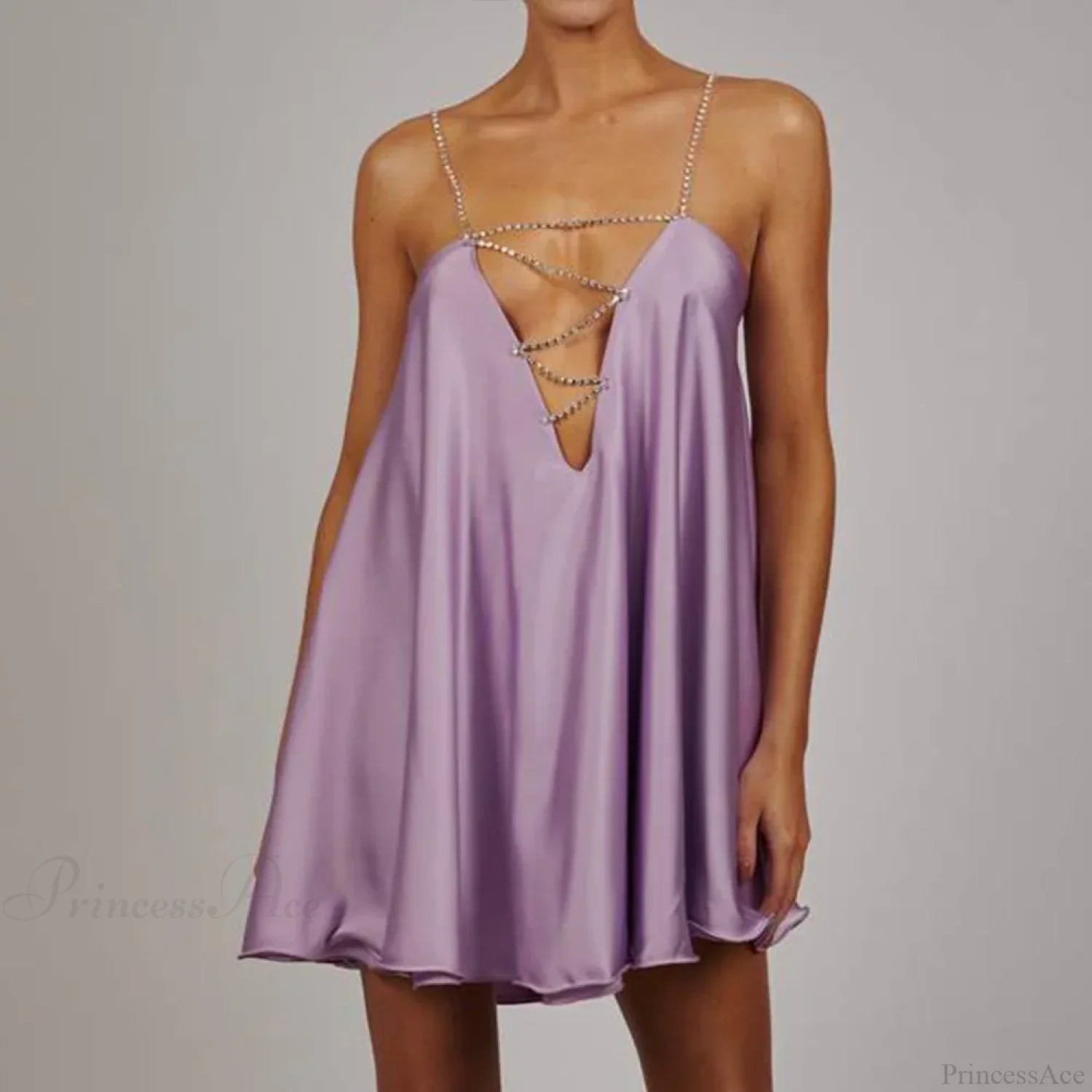 Chain Suspender Hollow Mini Dress PURPLE / S minidress-250223