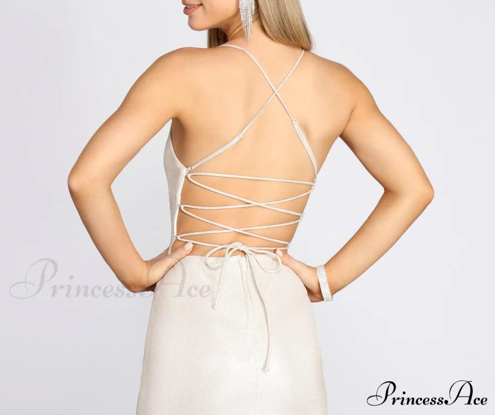 Char Formal Stylish Lattice Glitter Dress S.o. Long Dresses