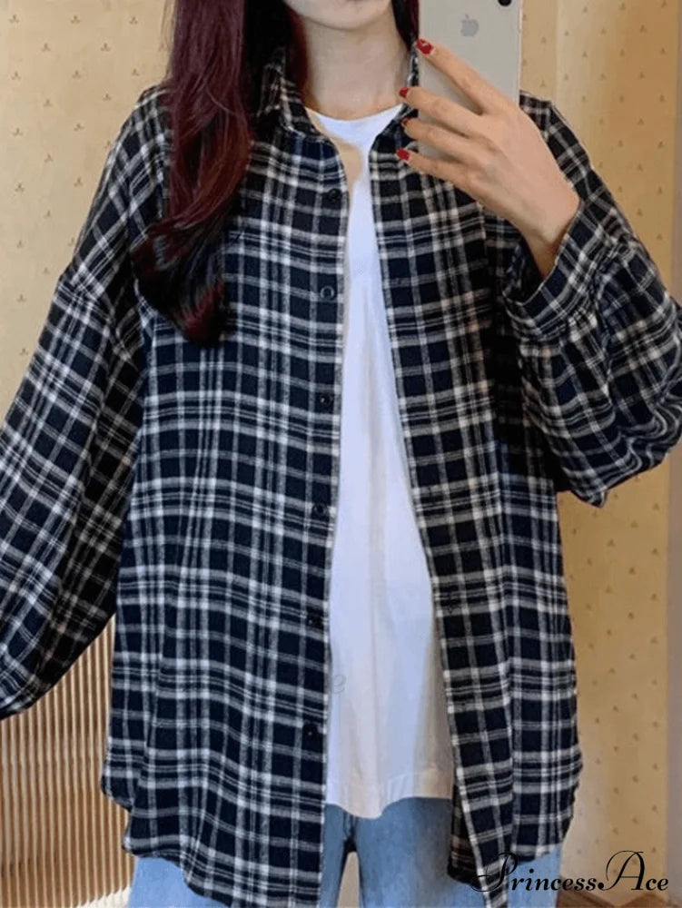 Checkered Charming Blouse Black / S Shirts