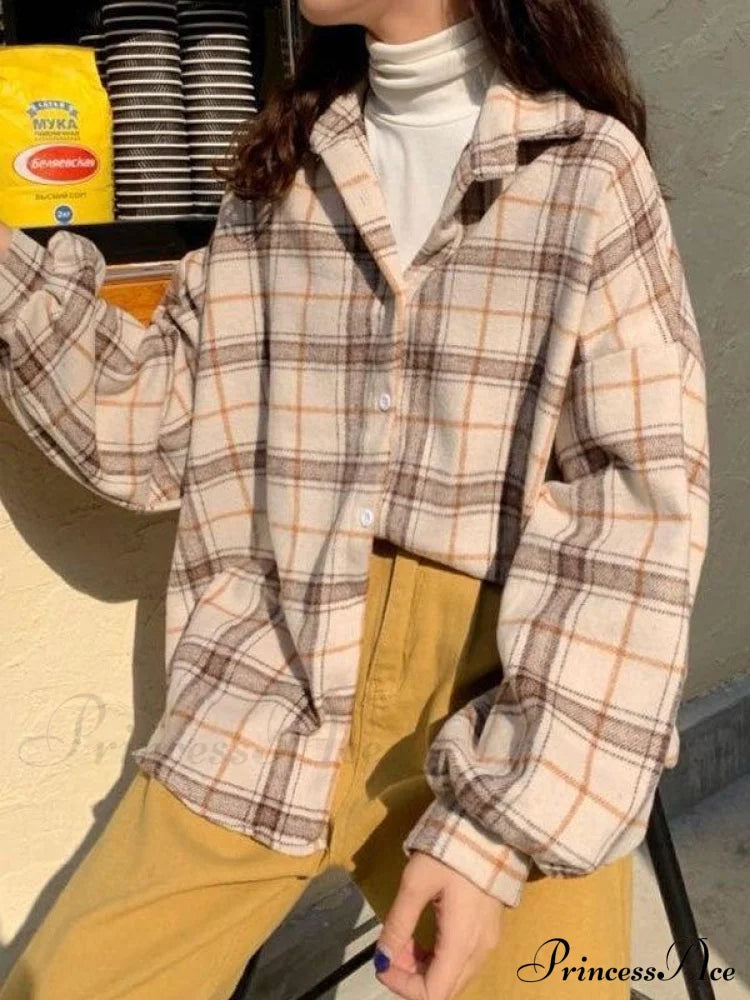 Checkered Long Graceful Sleeve Blouse Shirts