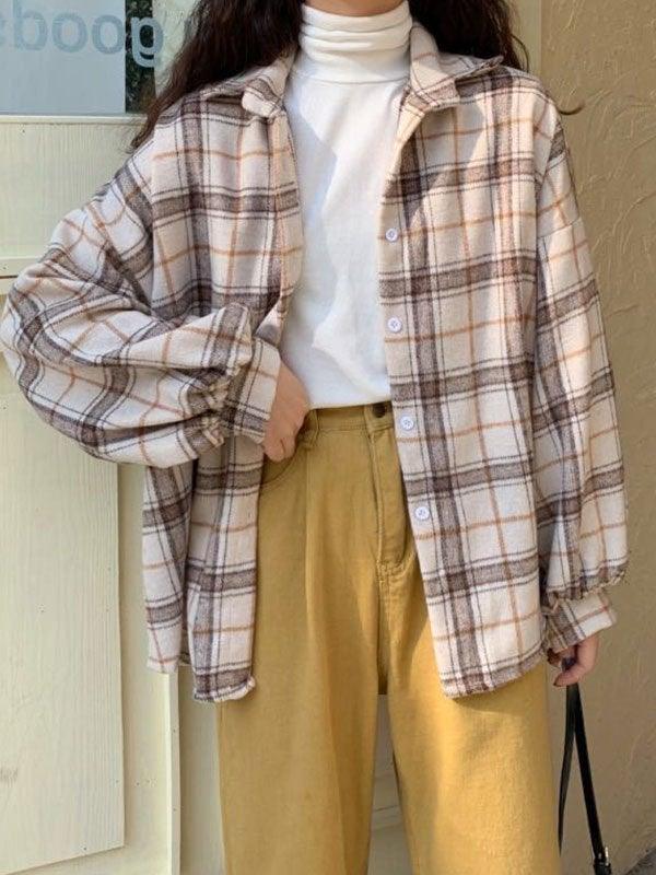 Checkered Long Graceful Sleeve Blouse