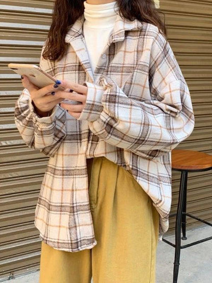 Checkered Long Graceful Sleeve Blouse