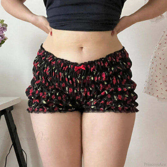 Cherry Print Ruffle Bloomer Short short-250223