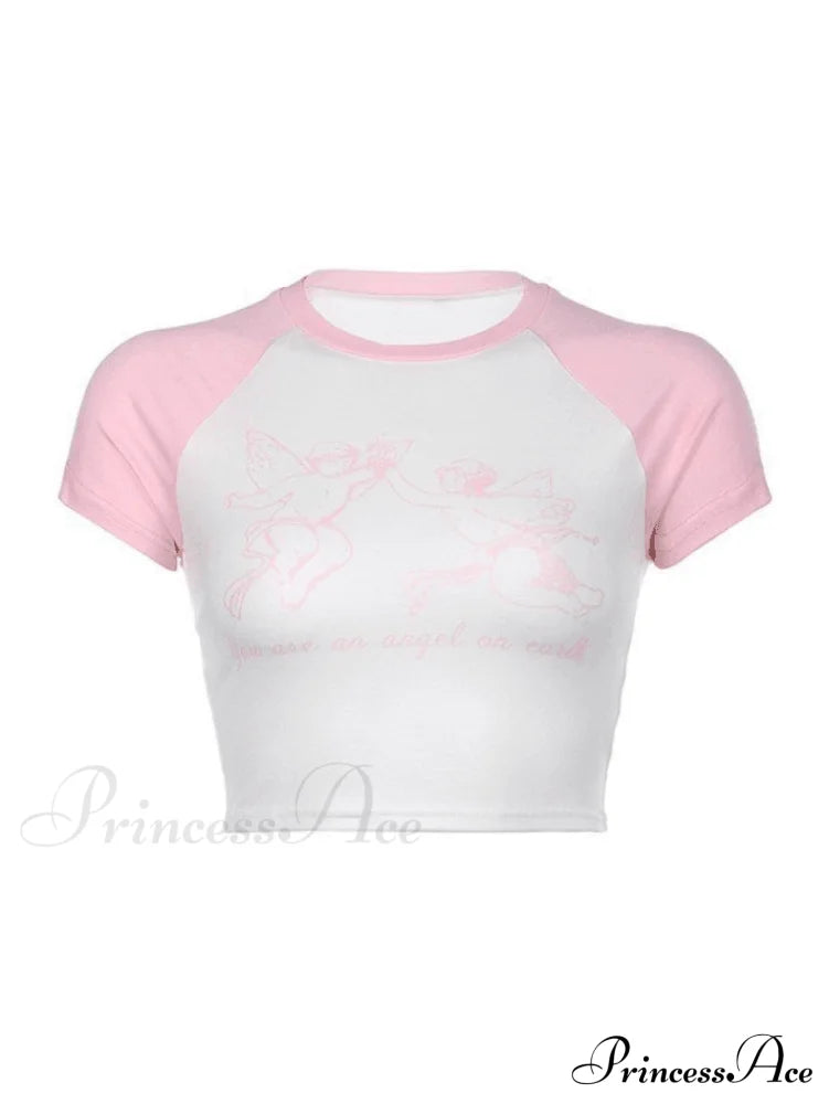 Cherub Print Graceful Zipper Hoodie Tops&Tees