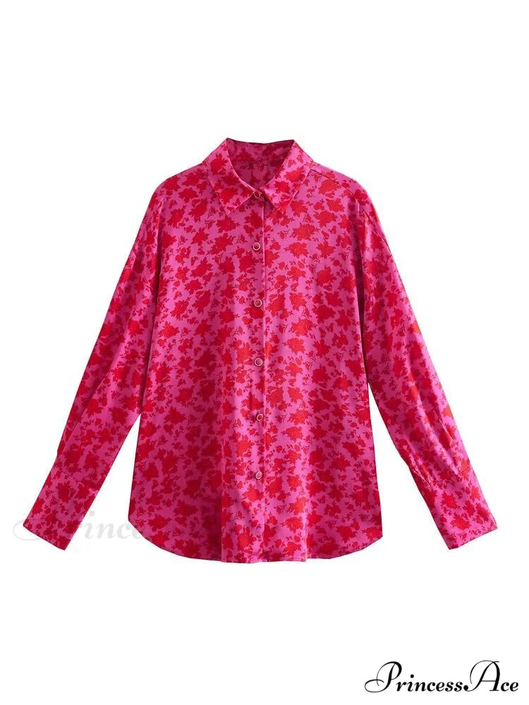 Chic Lady Long Sleeve Floral Print Blouses