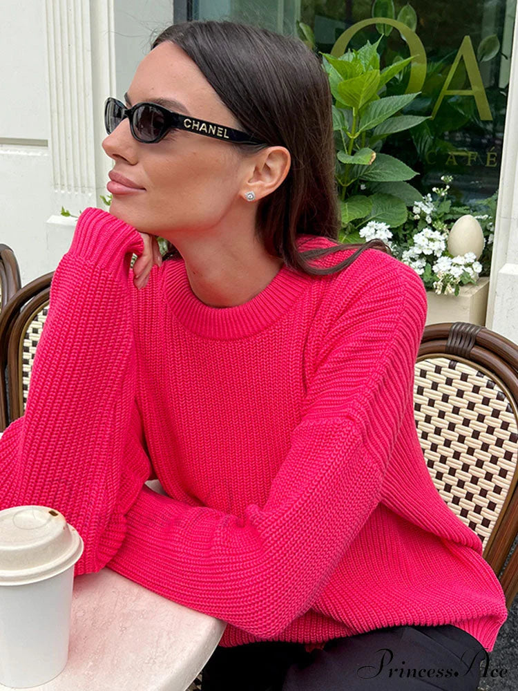 Chic O-Neck Elegant Knitted Sweater Pullovers