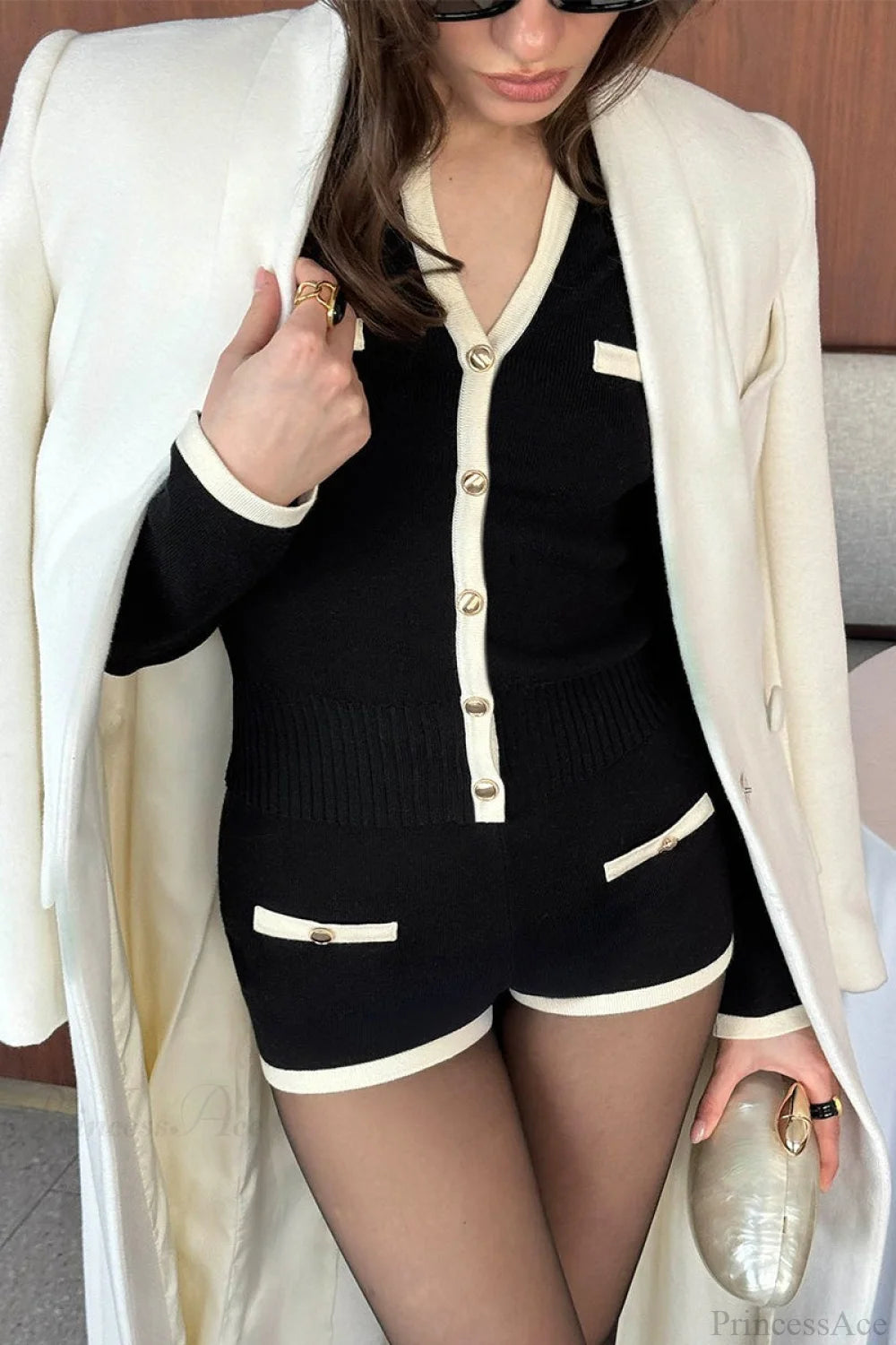 Chic Sexy Knit Cardigan Shorts Two Piece Set