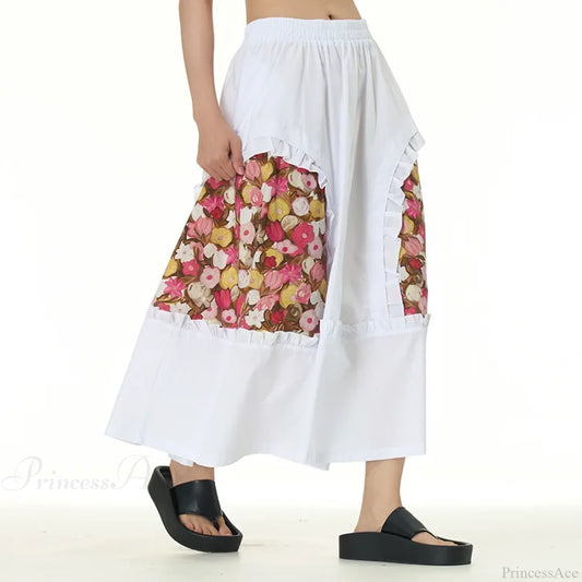 Chic Skirts All Matched Cotton Romantic Maxi High Waist Ruffled White / One Size
